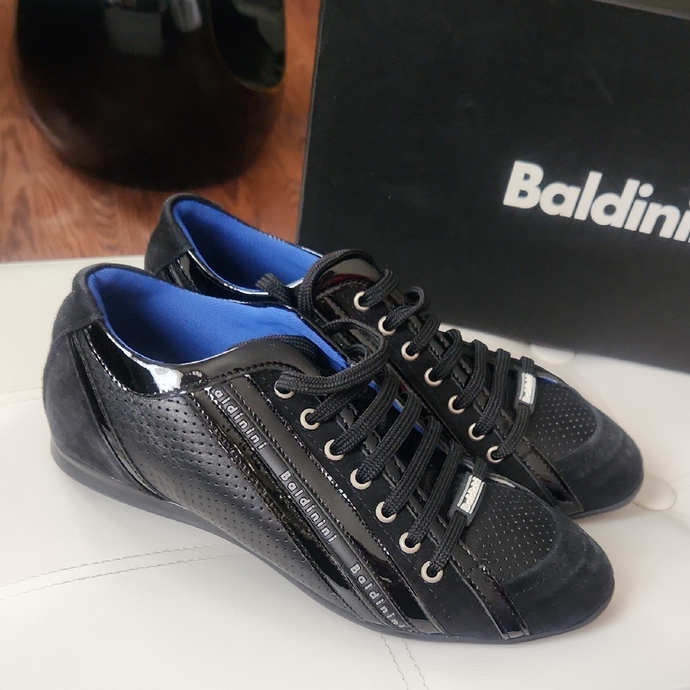 Baldinini Black and Blue Sneakers with Textured Design
